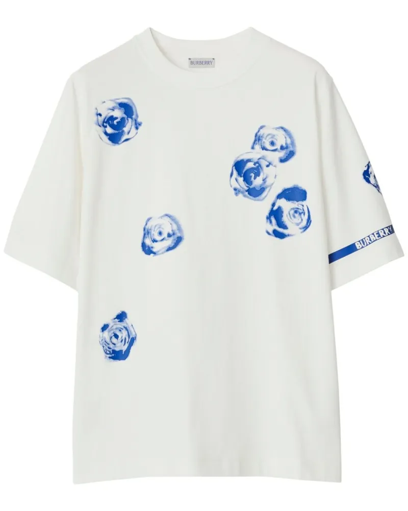 Burberry T-Shirt mit Rosen-Print - Weiß Weiß
