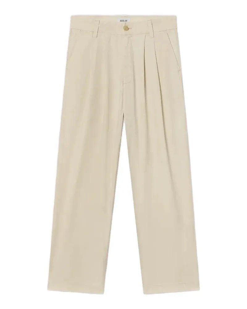 AGOLDE Slater pleated straight-leg trousers - Nude Nude