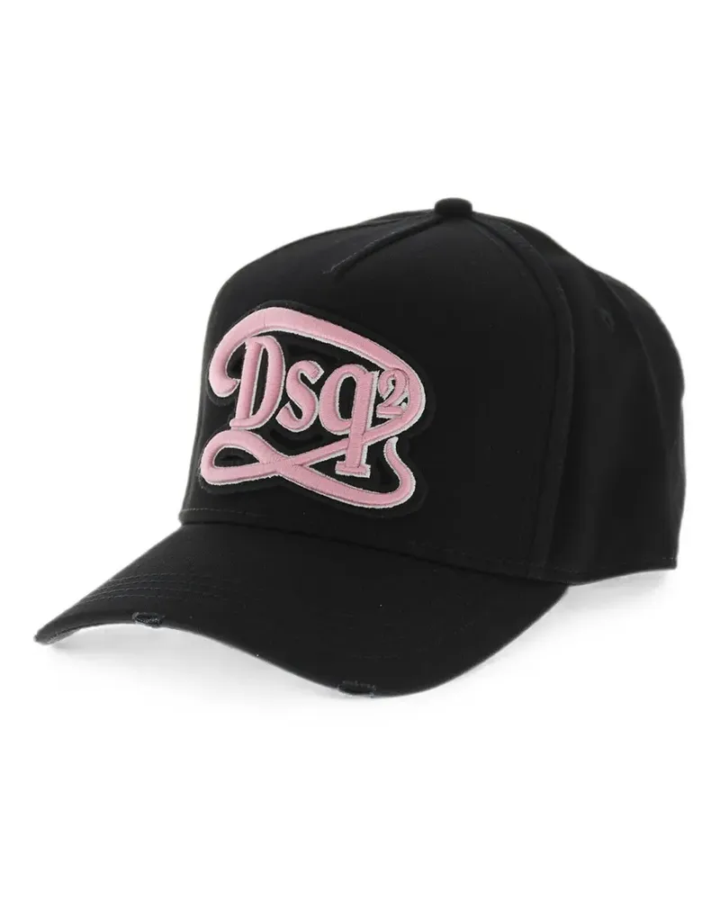 Dsquared2 logo-embroidered distressed baseball cap - Schwarz Schwarz