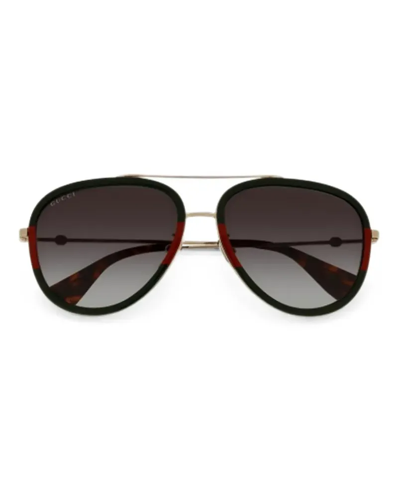 Gucci Web-stripe pilot-frame sunglasses - Gold Gold
