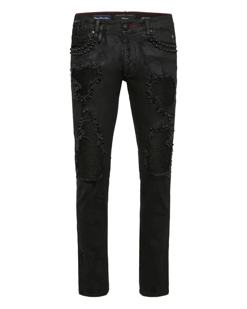 Philipp Plein Rock Star Fit Jeans mit Nieten - Schwarz Schwarz
