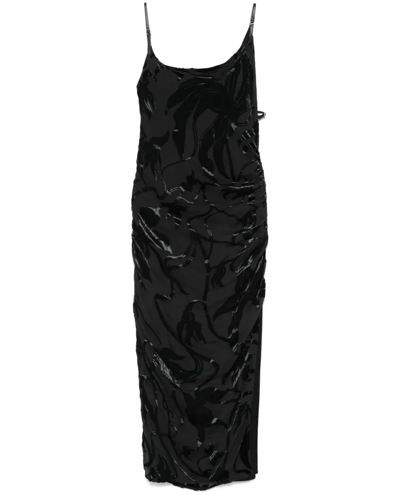 Thierry Mugler Beflocktes Midikleid - Schwarz Schwarz