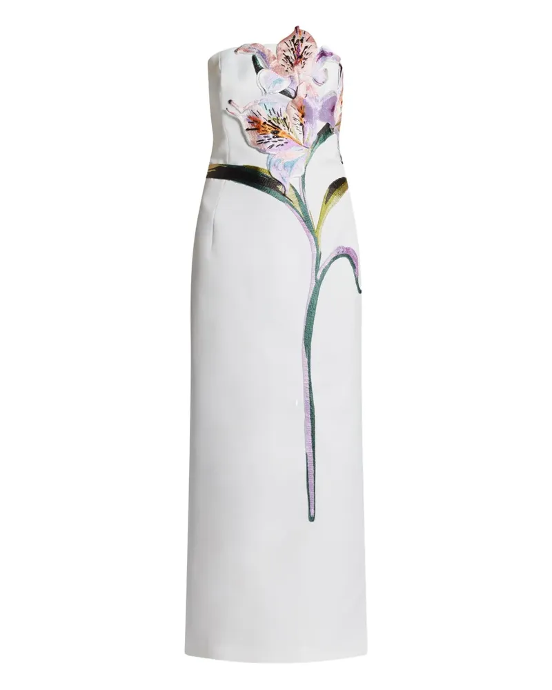 LEO LIN Schulterfreies Rayna Kleid mit Blumenapplikation - Weiß Weiß