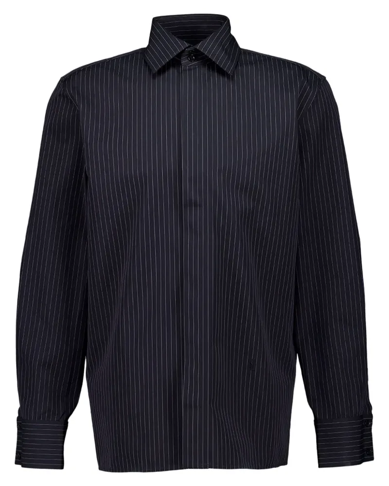 Saint Laurent Gestreiftes Cassandre Hemd - Schwarz Schwarz