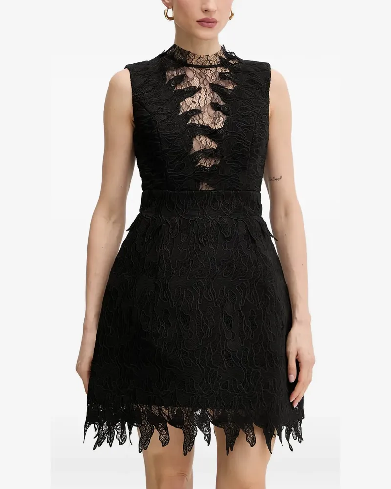 Bardot Ärmelloses Minikleid aus Guipure-Spitze - Schwarz Schwarz