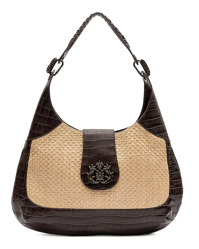 ISLA Gewebte Moon Schultertasche mit Kroko-Effekt - Nude Nude