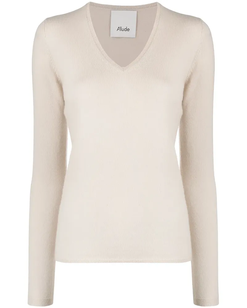 ALLUDE Kaschmirpullover mit V-Ausschnitt - Nude Nude