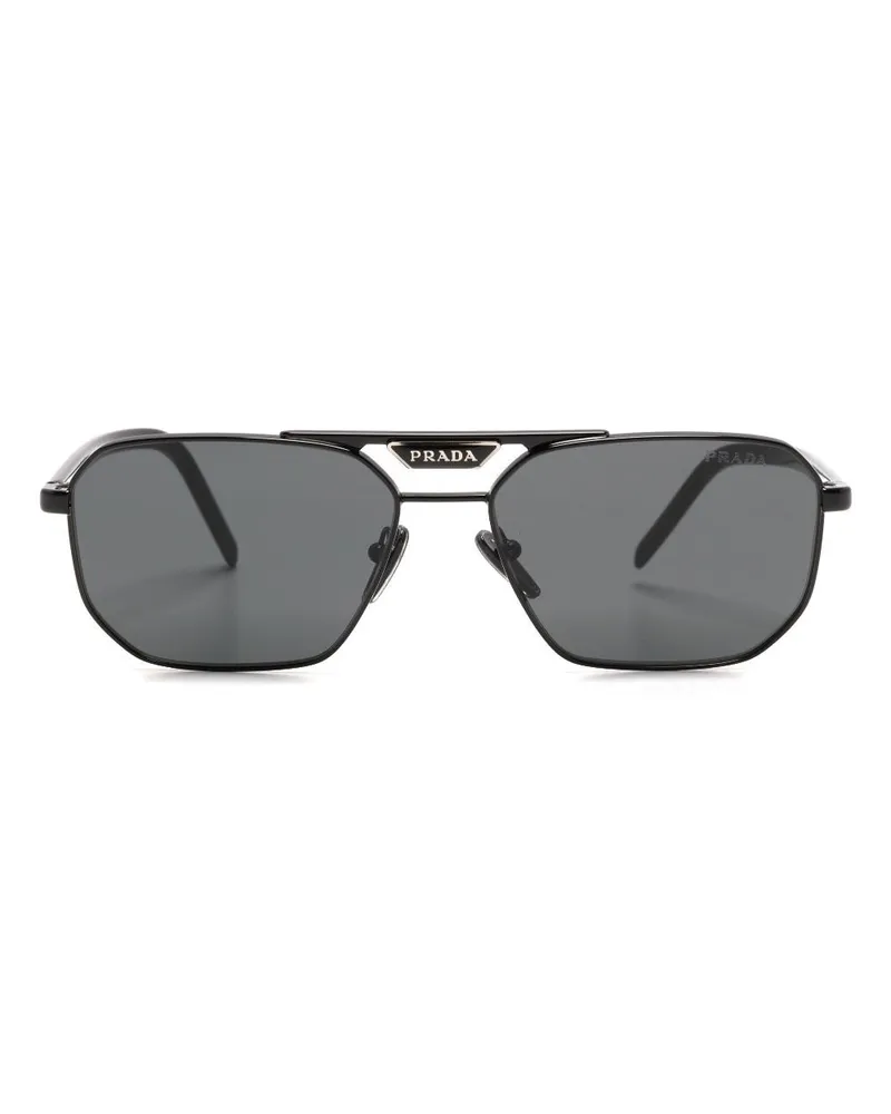 Prada Eckige Symbole Sonnenbrille - Schwarz Schwarz