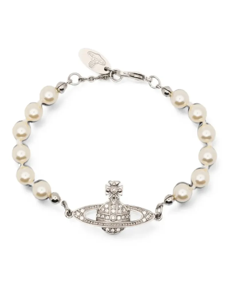 Vivienne Westwood Mini Bas Relief Armband mit Kristallen - Silber Silber