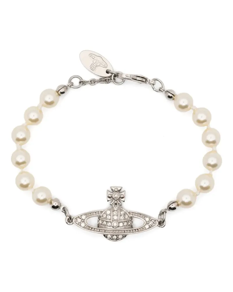 Vivienne Westwood Mini Bas Relief Armband mit Kristallen - Silber Silber