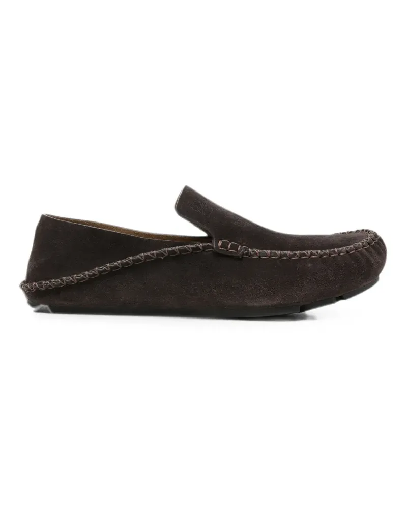 Loewe whipstitch-trim suede loafers - Braun Braun
