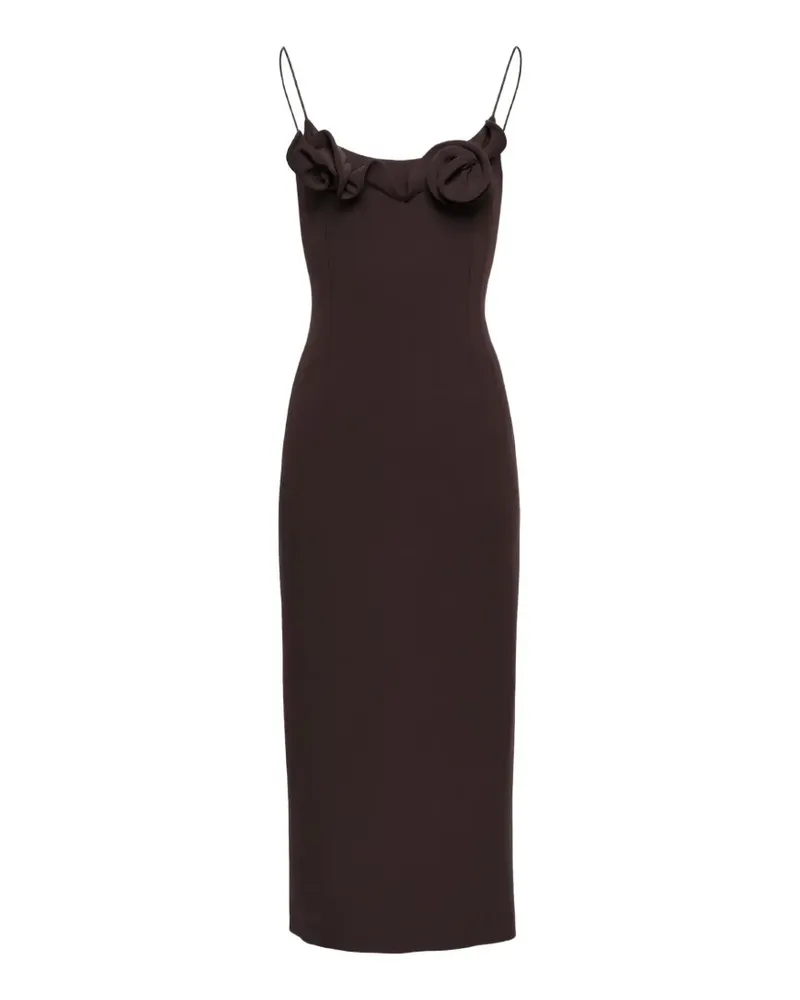 Magda Butrym Spaghettiträger-Midikleid mit Blumenapplikation - Braun Braun