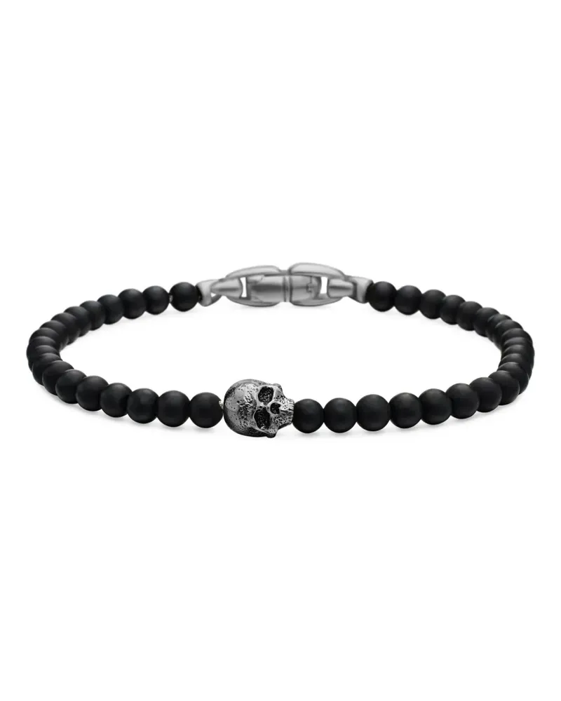 David Yurman Memento Mori Skull Armband aus Sterlingsilber 4mm - Schwarz Schwarz