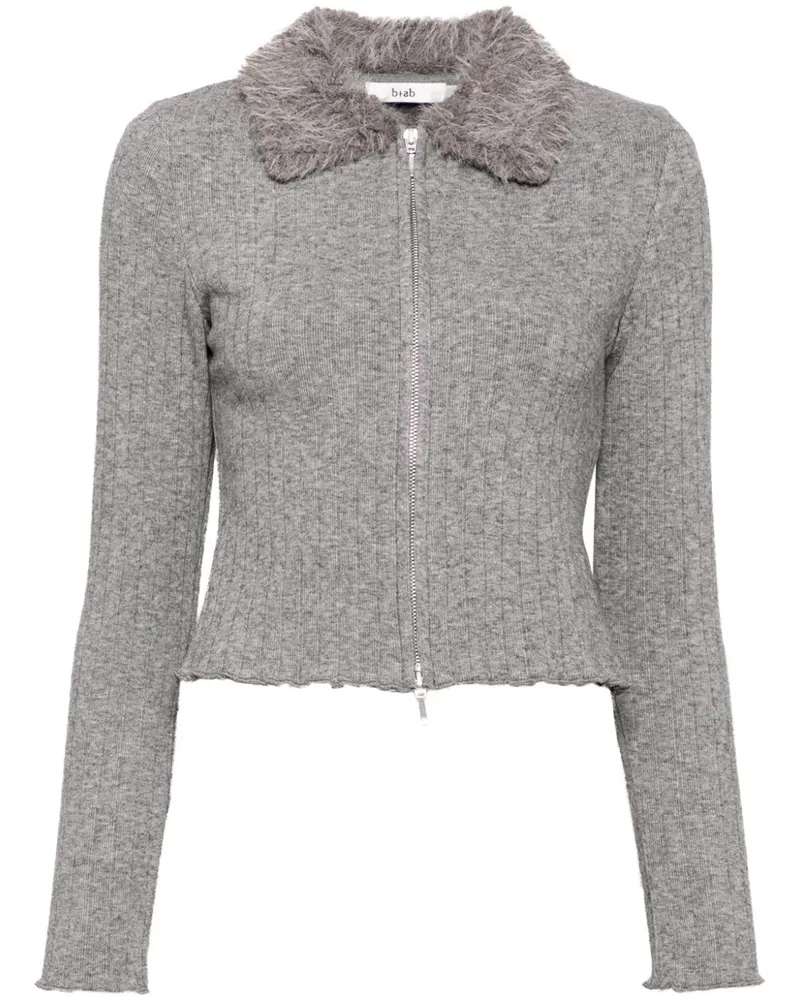 b+ab Gerippter Cardigan mit Reißverschluss - Grau Grau