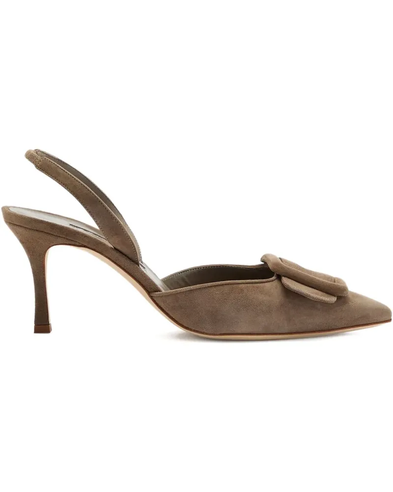 Manolo Blahnik Maysli Slingback-Mules mit Schnalle 70mm - Nude Nude