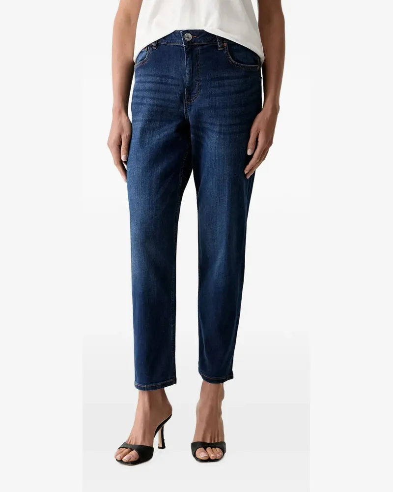 Fracomina Carrot logo-plaque whiskered jeans - Blau Blau