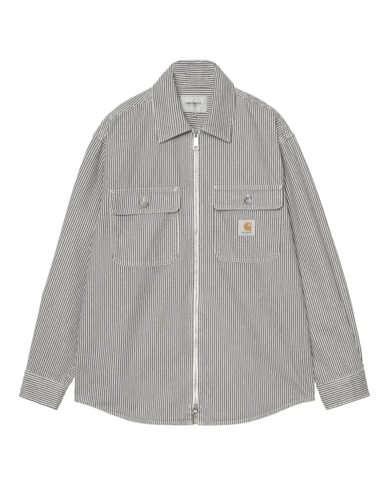 Carhartt WIP Gestreifte Mercer Hemdjacke mit Klappentasche - Schwarz Schwarz