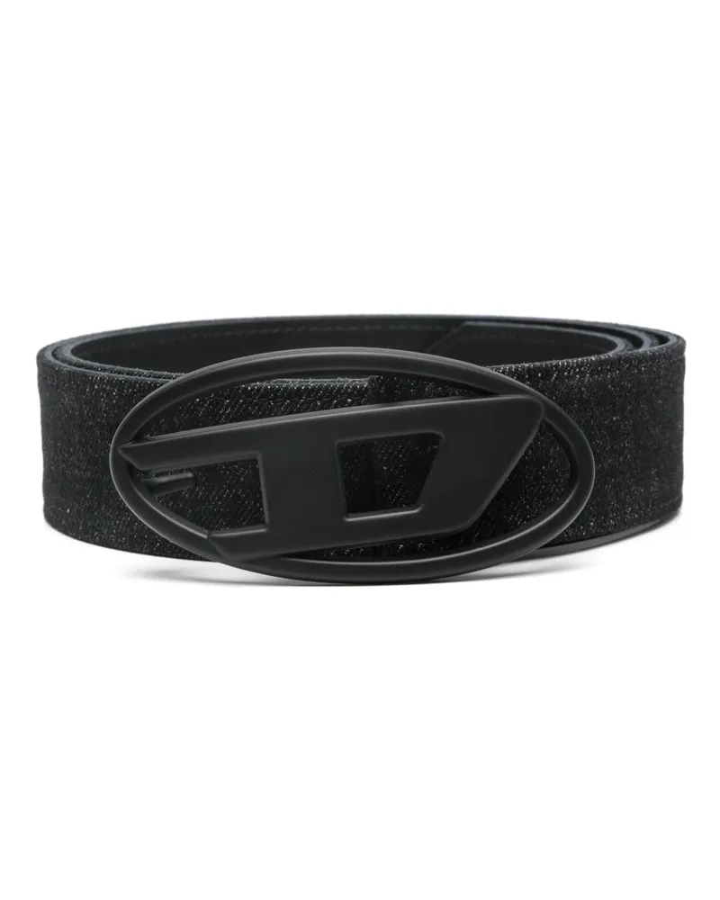 Diesel Oval D Gürtel aus Leder - Schwarz Schwarz