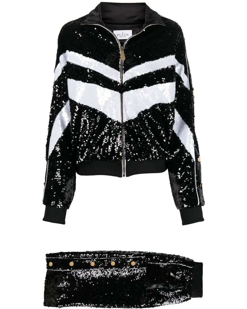 Philipp Plein Jogginganzug mit Pailletten - Schwarz Schwarz