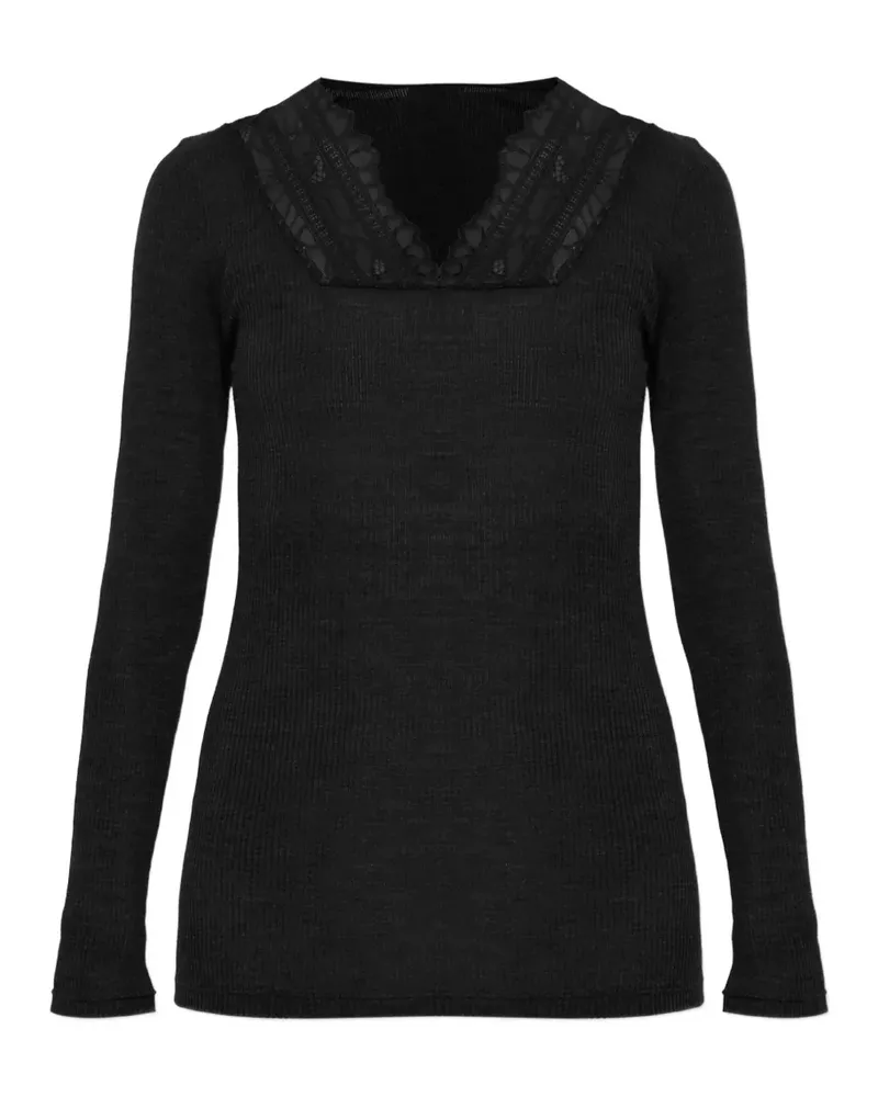 Hanro Marcia lace-trim shirt - Schwarz Schwarz