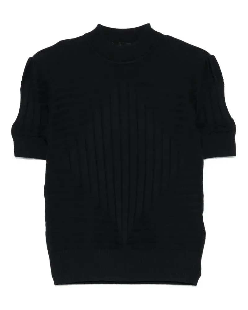 Emporio Armani Geripptes T-Shirt - Blau Blau