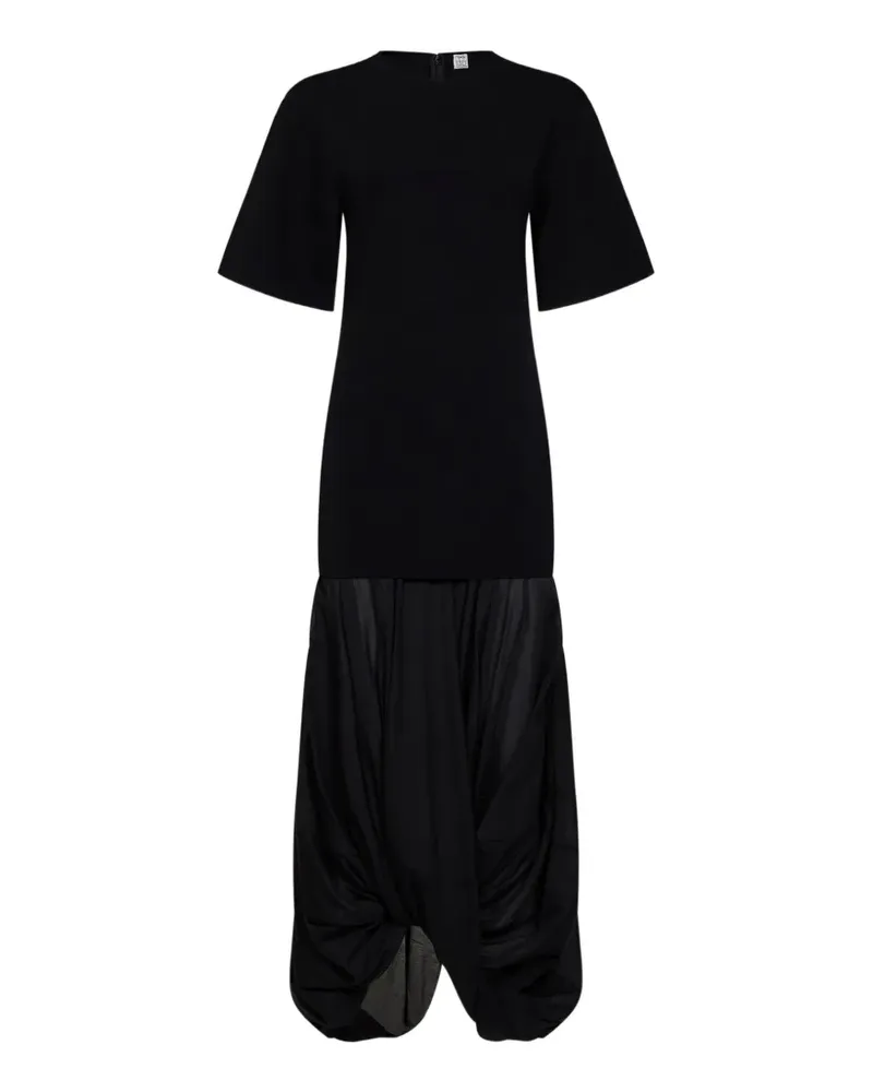 Totême asymmetric pleated maxi dress - Schwarz Schwarz