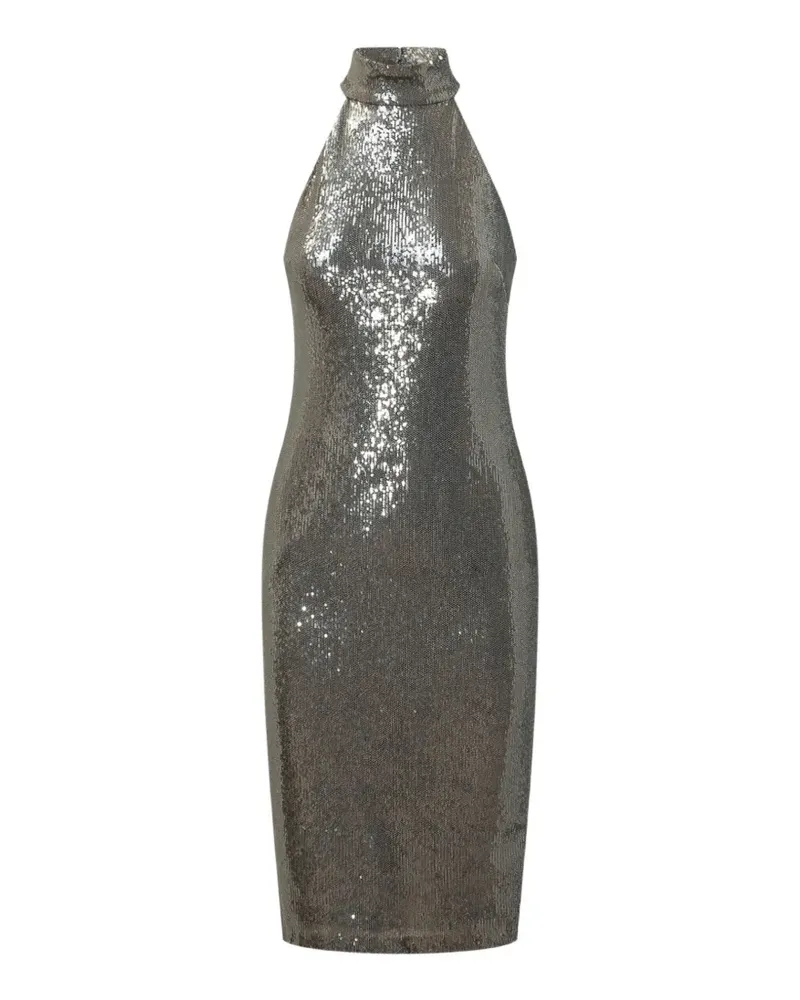 Ralph Lauren sequin-embellished halterneck fitted midi dress - Silber Silber