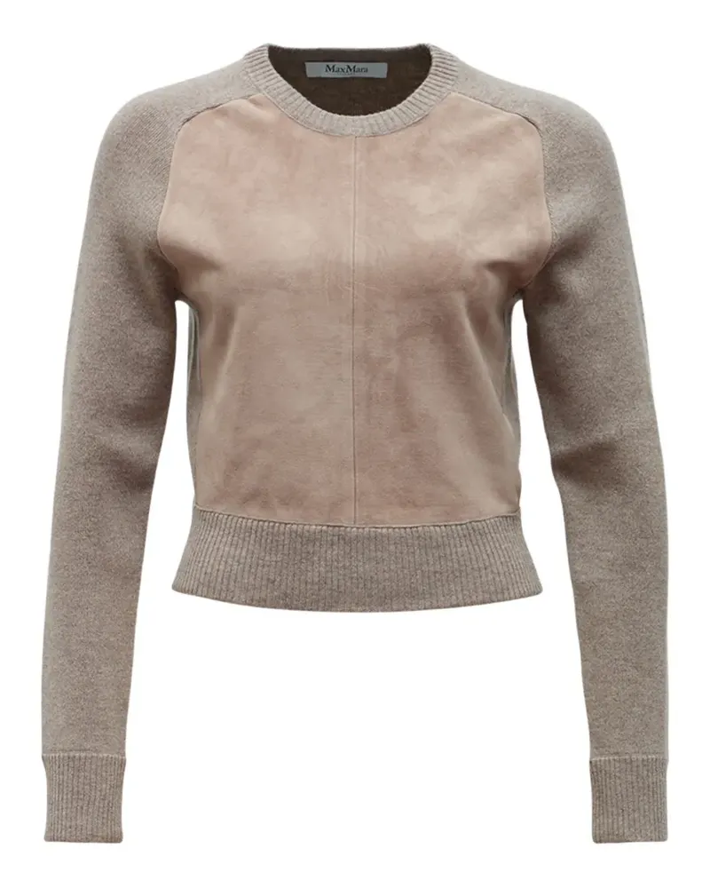 Max Mara Pullover mit Raglanärmeln und Wildledereinsätzen - Nude Nude
