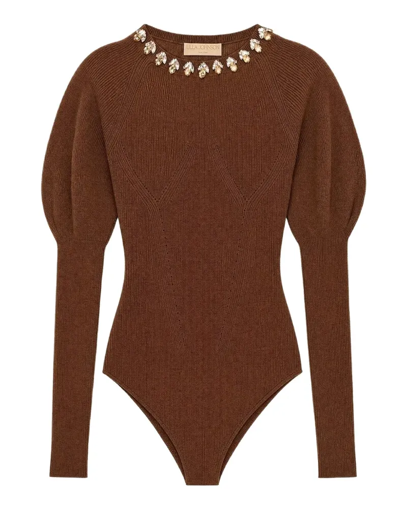 Ulla Johnson Imara Body mit Kristallen und Puffärmeln - Braun Braun