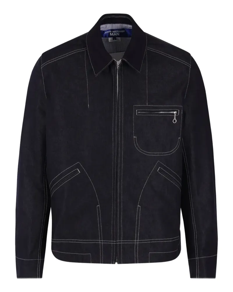 Junya Watanabe contrast-stitch zip-up jacket - Blau Blau