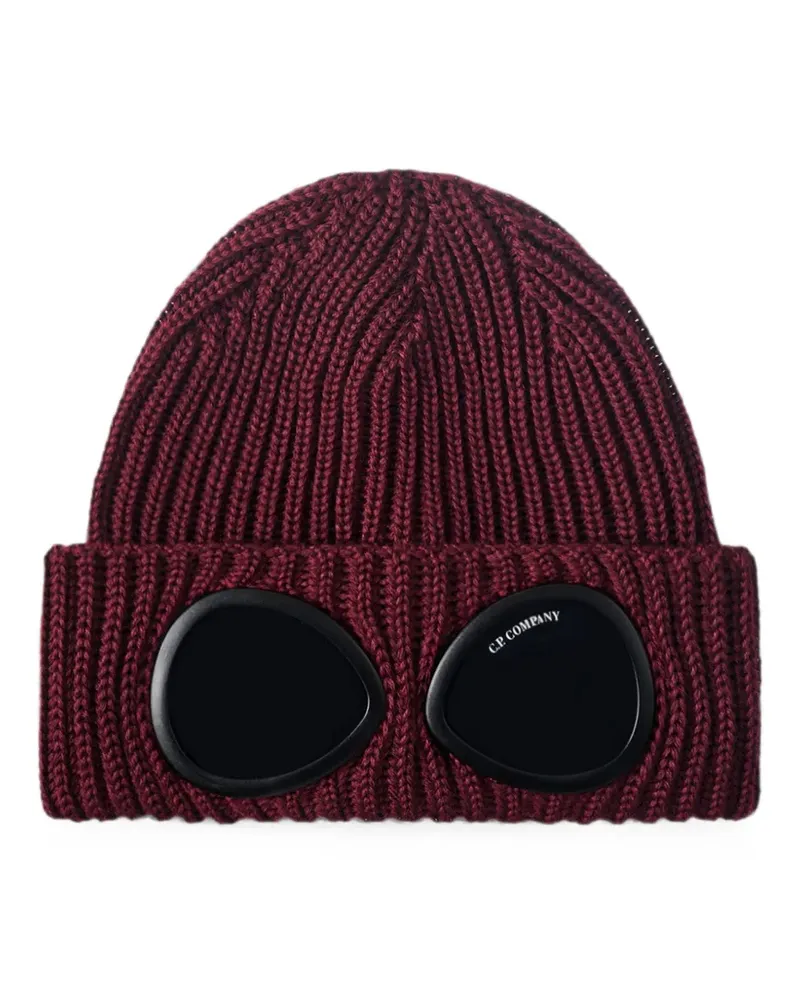 C.P. Company Goggle ribbed-knit beanie hat - Rot Rot