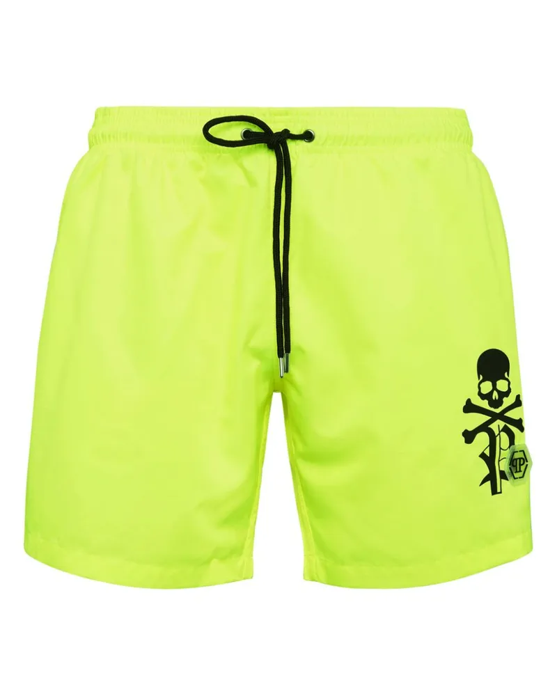 Philipp Plein Badeshorts mit Logo-Print - Gelb Gelb