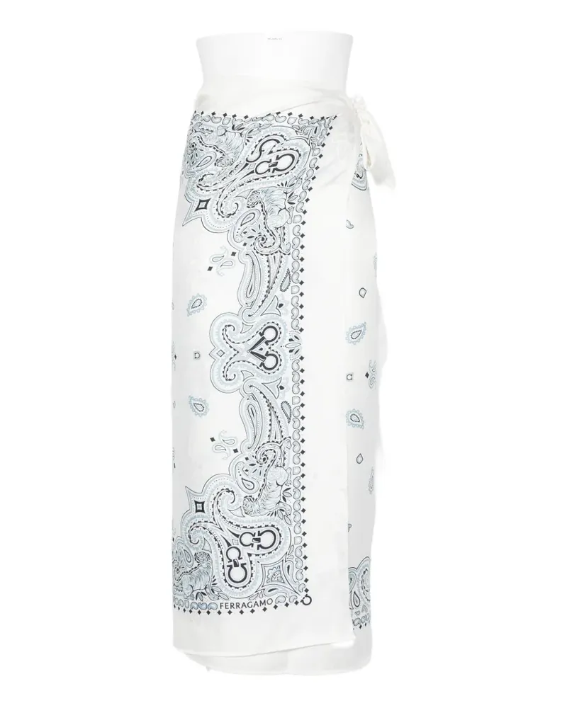 Ferragamo Gancini paisley-print pareo - Weiß Weiß
