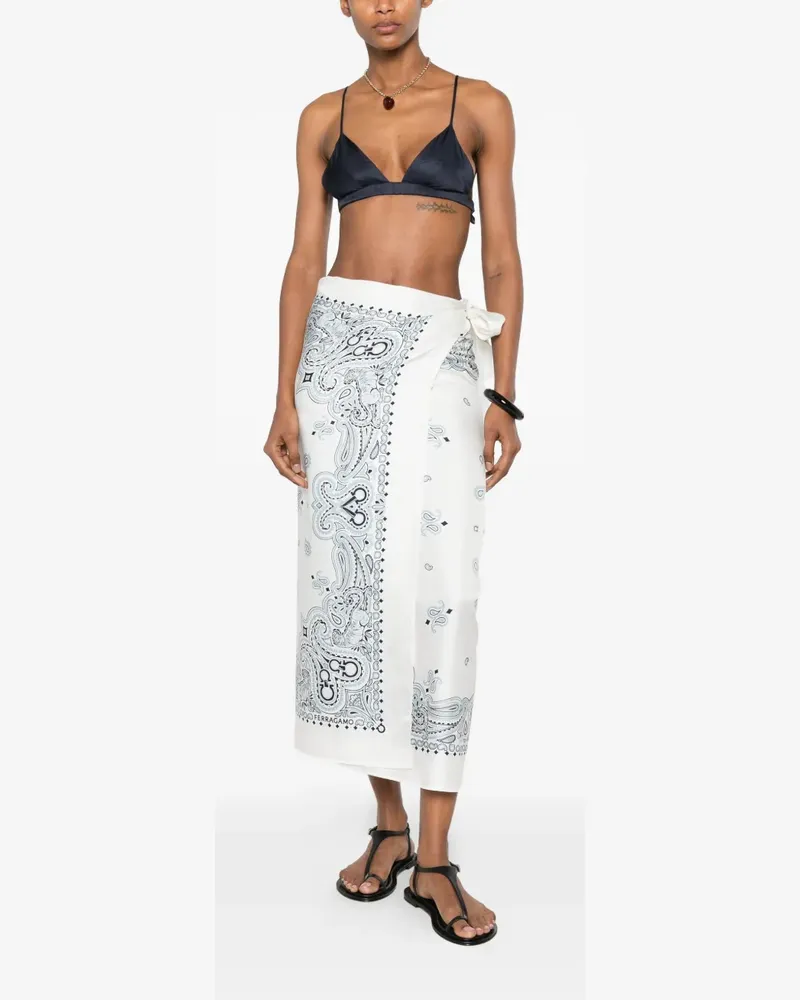 Ferragamo Gancini paisley-print pareo - Weiß Weiß