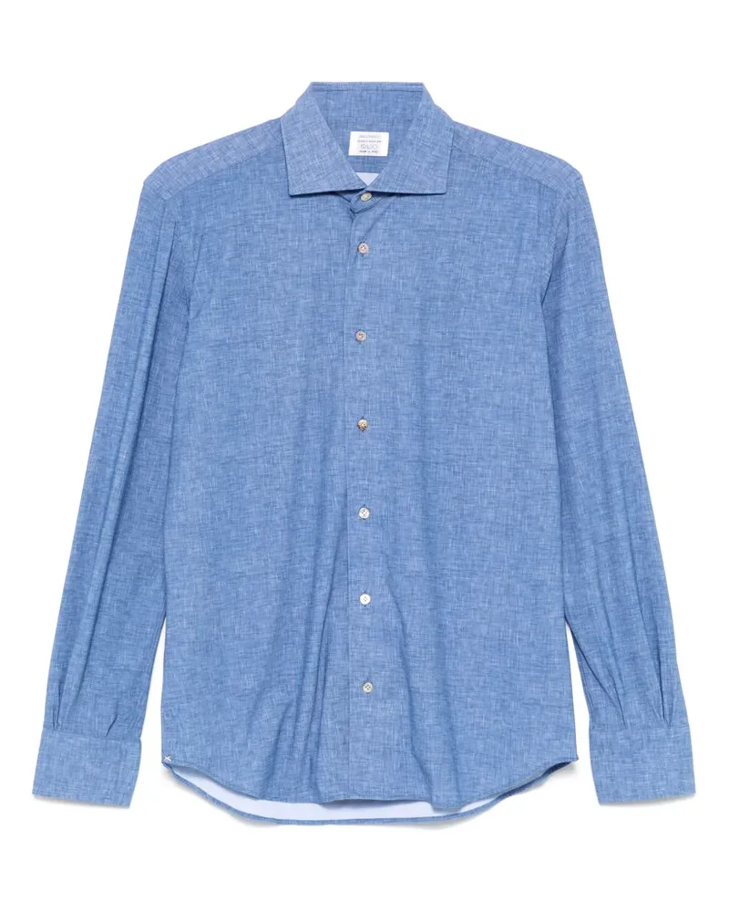 MAZZARELLI Hemd mit meliertem Effekt - Blau Blau