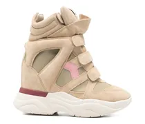 Plateau-Stiefeletten mit Klettverschluss - Nude