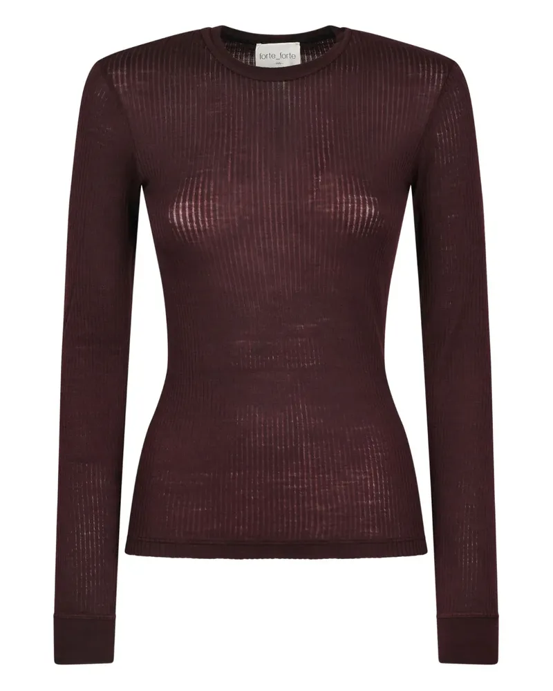 forte_forte Geripptes Top - Braun Braun