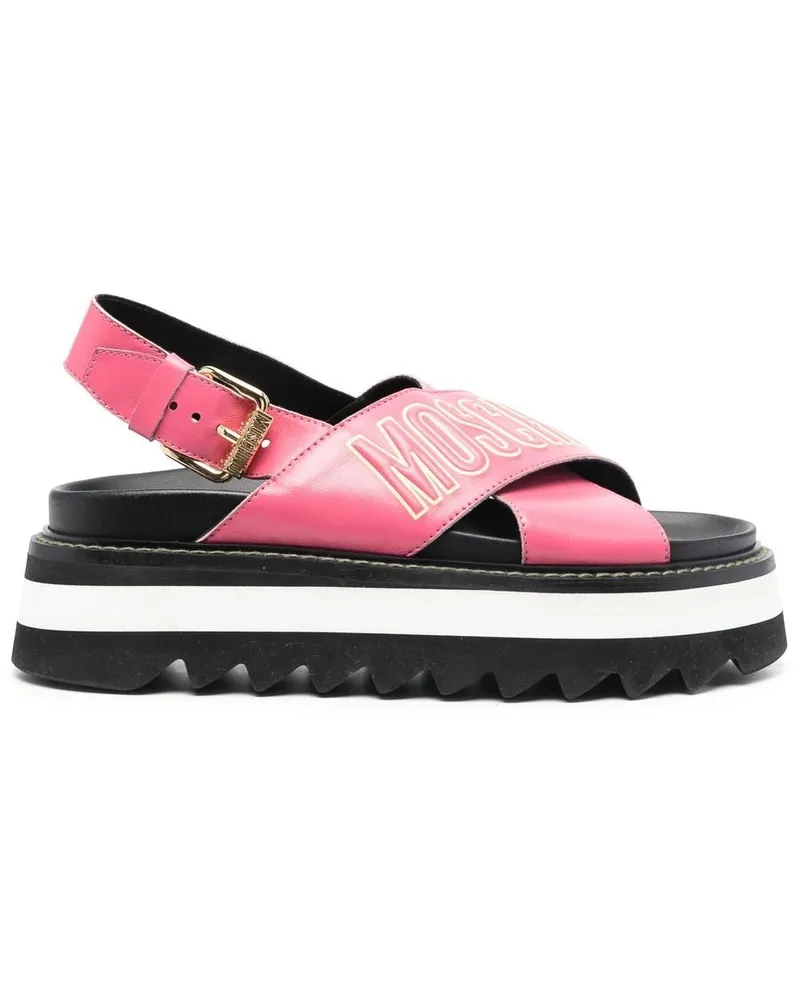 Moschino Plateau-Sandalen mit Logo Rosa