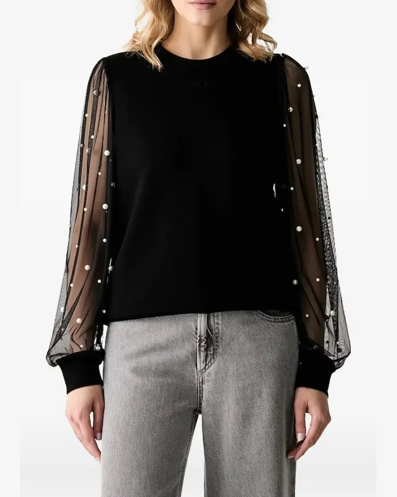 Karl Lagerfeld Sweatshirt mit Mesh-Ärmeln - Schwarz Schwarz