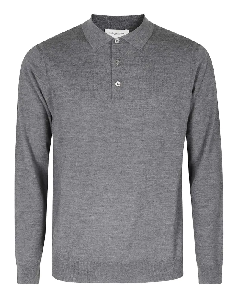 Paolo Pecora Milano Langärmeliges Poloshirt - Grau Grau