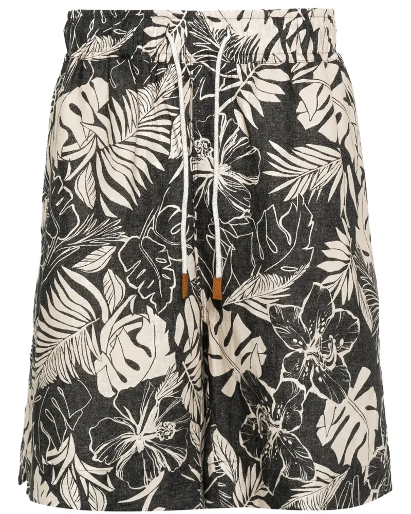Eleventy Shorts aus Leinen - Schwarz Schwarz