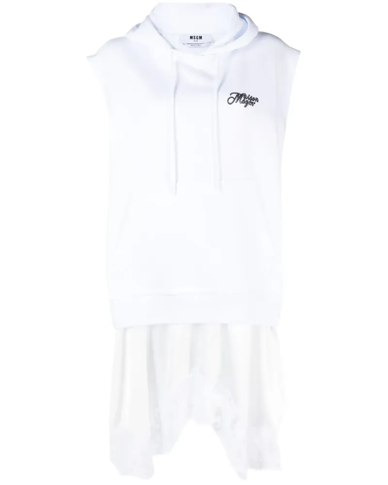 MSGM Minikleid mit Logo-Print - Weiß Weiß