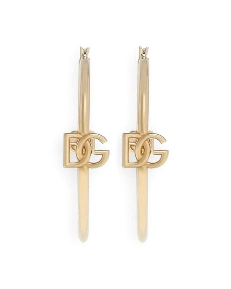 Dolce & Gabbana Creolen mit Logo-Anhänger - Gold Gold