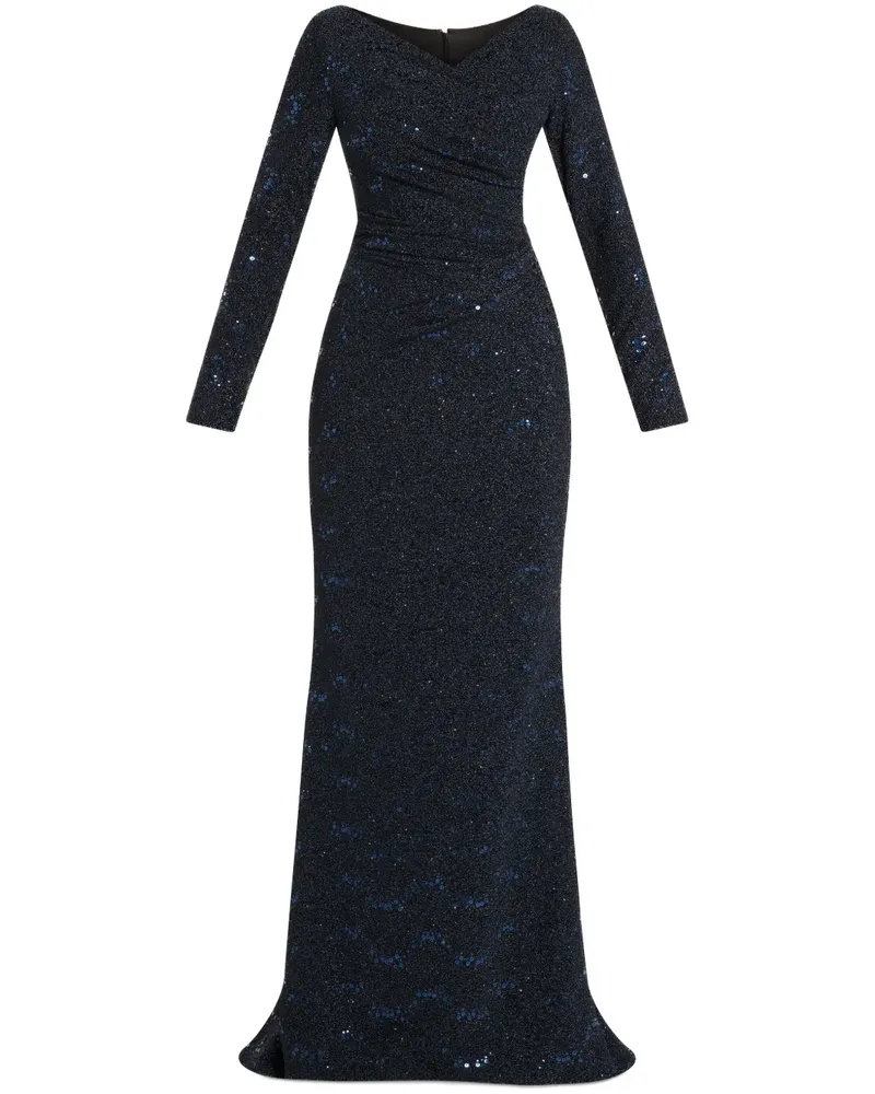 Talbot Runhof Maxikleid mit Pailletten - Blau Blau