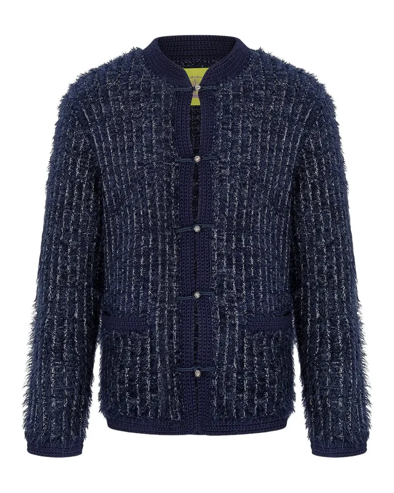 Shanghai Tang metallic tweed cardigan - Blau Blau