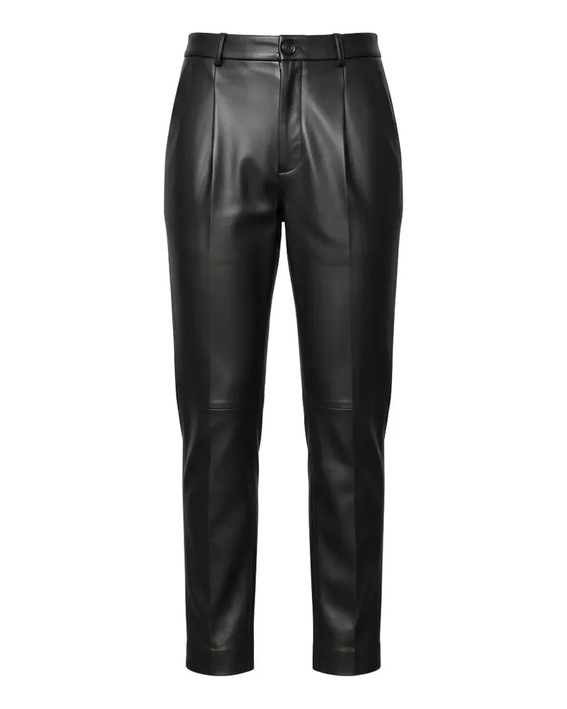 John Richmond Lederhose mit Bundfalten - Schwarz Schwarz