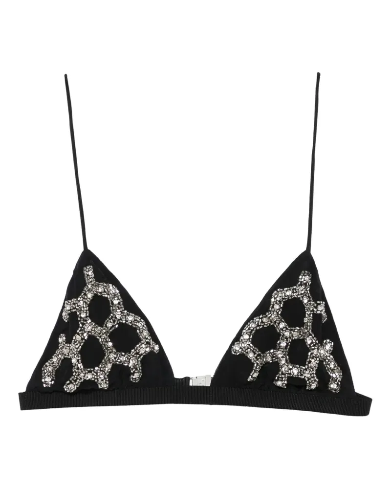 Patrizia Pepe embroidered triangle-cup bra - Schwarz Schwarz