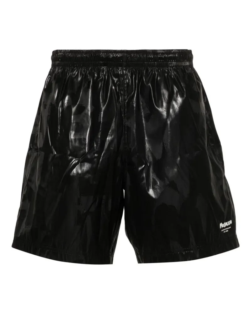 Alexander McQueen Badeshorts mit Graffiti-Print Schwarz