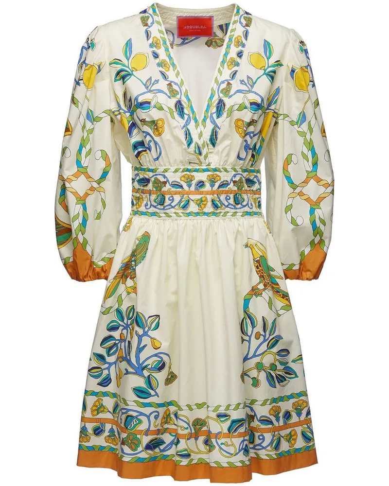 La DoubleJ Minikleid mit Blumen-Print - Weiß Weiß