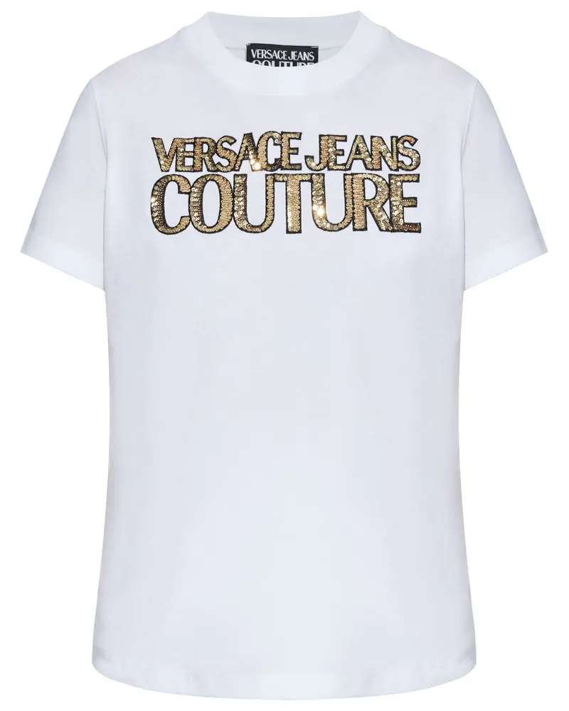 Versace Jeans T-Shirt mit Pailletten - Weiß Weiß